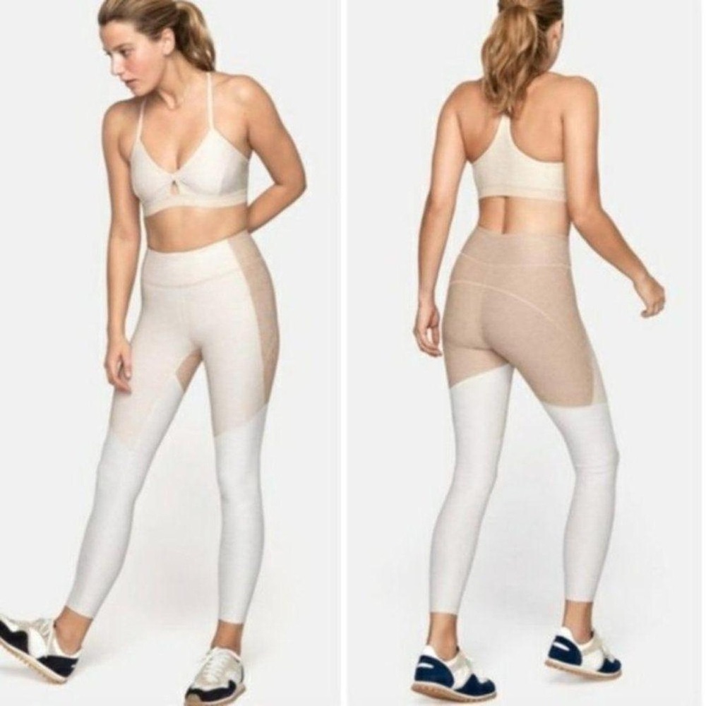 Outdoor Voices Tri-tone 7/8 warm up leggings - cream/oatmeal